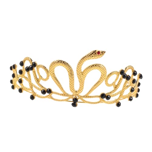 Mikinona Goldfarbenes Schlangen Stirnband mit Funkelnden Strasssteinen Königliches Braut Tiara für Hochzeit Halloween Geburtstagsparty und Festliche Kostüm Events von Mikinona
