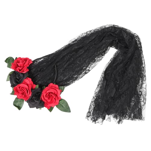 Mikinona Gothic Blumenkranz Haarreif Mit Schleier Für Halloween Hochzeiten Und Partys Rosen Design Wiederverwendbar Komfortabel Und Vielseitig Für Verschiedene Anlässe von Mikinona