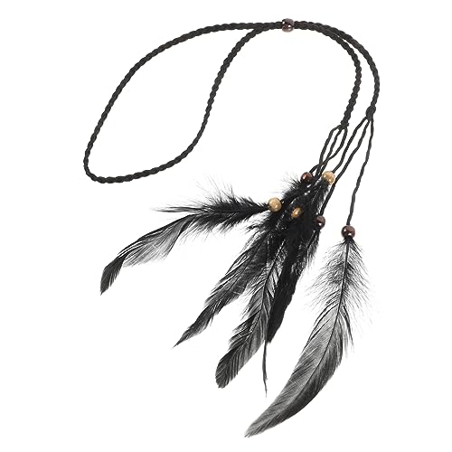 Mikinona Haarband Mit Federn Ethnisches Haarschmuck Für Kopfbedeckung Karnevalskostüm Requisite Vintage Stil Hippie Look von Mikinona