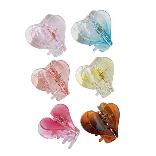 Mikinona Haarklammern für Damen 6er-Pack herzförmige Haarklammern Haarspangen aus Kunststoff für das tägliche Styling von Mikinona