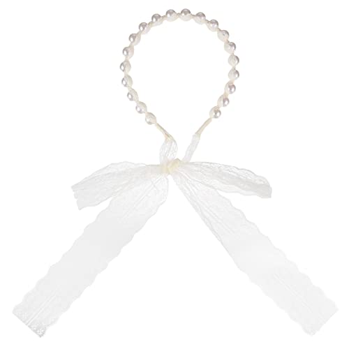 Mikinona Mädchen Haarschmuck Mit Perlen Und Spitze Modischer Haarreif Für Mädchen Für Partys Und Besondere Anlässe Einteilig Beige Bezaubernder Haarschmuck Für Kleine Prinzessinnen von Mikinona