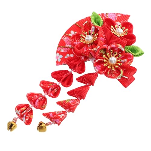 Mikinona Handgefertigter Japanischer Haarschmuck mit Quaste und Fächer Traditioneller Kimono Haarclip aus Langlebigem Stoff Vintage Haarnadel für Damen Geeignet für Hanfu Cosplay Festliche von Mikinona