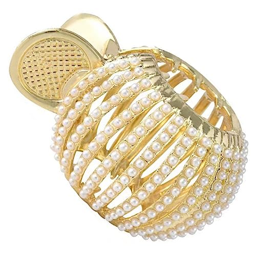 Mikinona Hohe Pferdeschwanz Haarspange mit Perlen für Dickes Haar Metallisch Glänzend Eleganter Pferdeschwanzhalter Haarschmuck für Damen für Hochzeiten und Feste von Mikinona