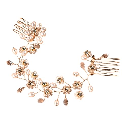 Mikinona Kamm Haarschmuck für die Hochzeit Haarpflegezubehör haar zubehör haircharm comb Tiara frauen kopfschmuck Hochzeitskopfschmuck Perle Kopfbedeckung Kristallblume Braut Zinklegierung von Mikinona