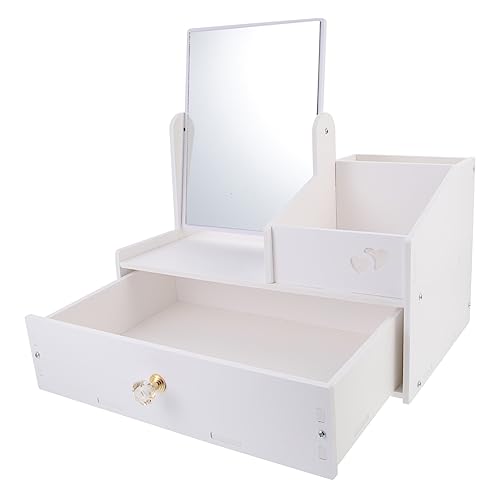 Mikinona Spezielle Kosmetik-Aufbewahrungsbox mit Spiegel Desktop-Organizer für Schönheitsartikel von Mikinona