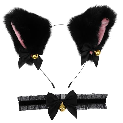 Mikinona Katzenohren Haarreifen Set Mit Schwarzem Haarreifen Und Schwarzem Spitzenhalsband Ideal Für Partys Cosplay Und Besondere Anlässe Tierohren Haarschmuck Für Damen Und Mikinona Katzenohren Haarreifen Set Mit Schwarzem Haarreifen Und Schwarzem Spitzenhalsband Ideal Für Partys Cosplay Und Besondere Anlässe Tierohren Haarschmuck Für Damen Und von Mikinona