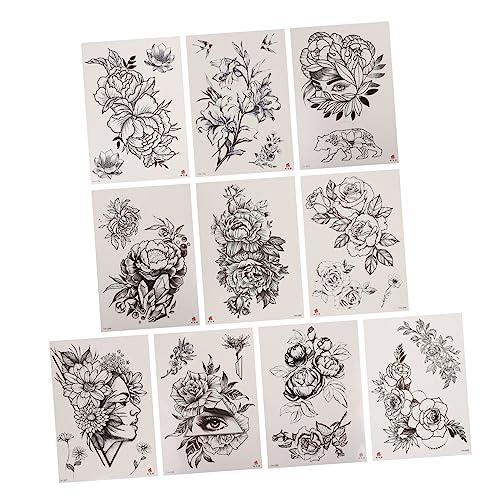 Mikinona Körperaufkleber Für Erwachsene Temporäre Tattoos Aufkleber Mit Blumenmotiven Einfach Anzuwenden Wasserfest Und Verschleißfest Für Partys Und Dekoration Schwarz von Mikinona