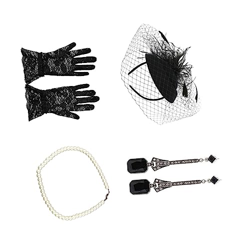 Mikinona Kopfschmuck Für Braut Damenhandschuhe Schleierkopfschmuck Halskette Für Frau Ohrringe Für Braut Set Für Hochzeit Und Party von Mikinona