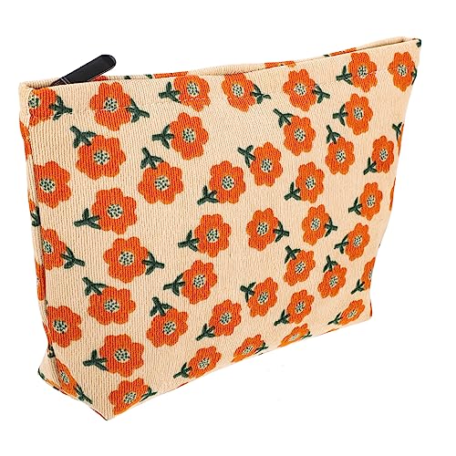 Mikinona Dekorative Kosmetiktasche Aus Cord Mit Blumenmuster Vintage Make-up Aufbewahrung Für Frauen Praktische Toilettentasche Für Reisen Alltag Und Freizeit von Mikinona
