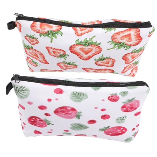 Mikinona 2stücke Teiliges Reise-Make-up Erdbeer-Design Tragbare Kosmetiktasche Für Damen Für Toilettenartikel Und Make-up Bei Reisen Robust Und Praktisch von Mikinona