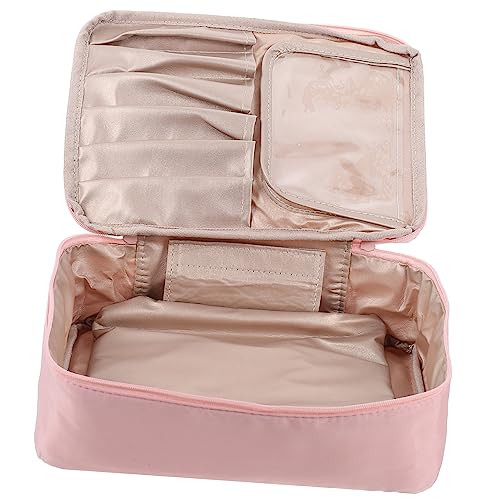 Mikinona Kosmetiktasche mit großem Fassungsvermögen Tragbarer Make-up-Organizer Pu-Kosmetiktasche Make-up-Taschen wäscheklammerbeutel Toilettenartikel-Organizer persönliche Waschtasche Rosa von Mikinona