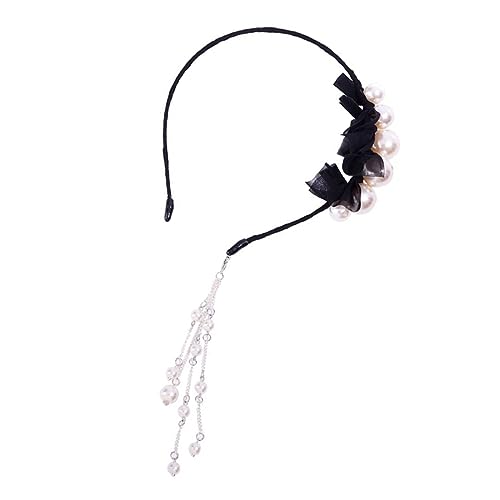 Mikinona Künstliche Perlen Kopfschmuck Dekorativ Quaste Haar Zubehör Stirnband Mit Ohrring Für Mädchen von Mikinona