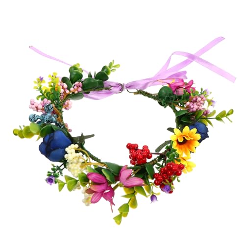 Mikinona Künstlicher Weihnachtskranz Feiertagsblumenstirnband hochzeitsgirlande hochzeit Haarband Weihnachtsgirlande Blumengirlande Tiara Stirnband Blumenkranz die Blumen Yiwu von Mikinona