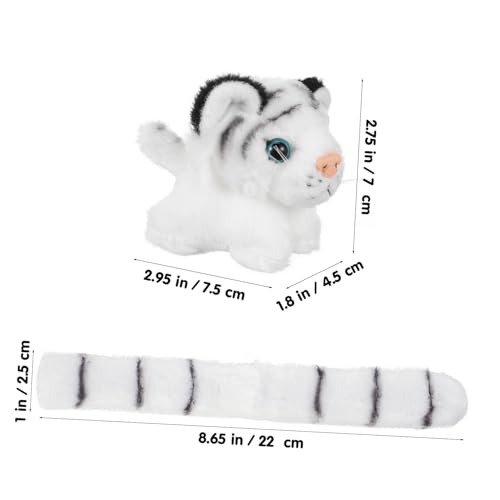 Mikinona Kuscheliges Tier Schnapparmband mit Dschungelmotiv Weiches Plüschmaterial Sicher und Langlebig als Kindergeburtstags Mitgebsel Weißer Tiger Design von Mikinona