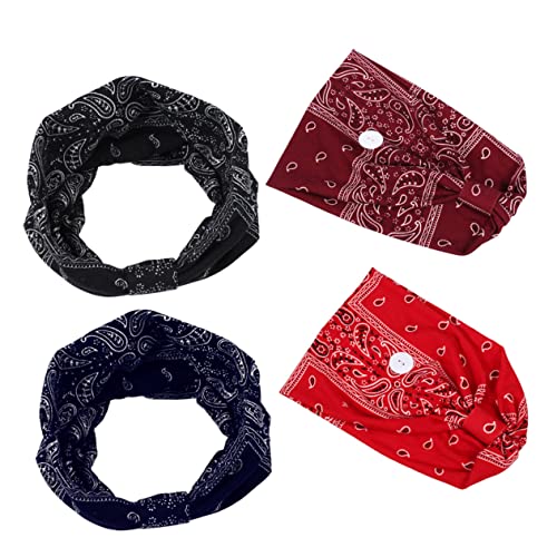 Mikinona Leichte Haar-Bandanas mit Knöpfen Masken-Stirnbänder zum der Ohren stilvolles -Stirnband-Set von Mikinona