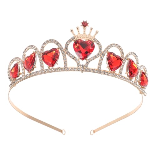 Mikinona Rote Herz Tiara Hochzeitskrone Für Braut Strass Kopfschmuck in Herzform Eleganter Damenhaarschmuck Für Hochzeit Geburtstag Und Besondere Anlässe Komfortabel Und Leicht Zu Tragen von Mikinona