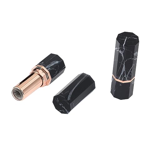 Mikinona 3stücke Teiliges Marbelierter Lippenstift-hülsen Stilvolle Leere Kosmetik-tuben Für Damen Tragbare Und Kreative Lippenstiftverpackungen Schwarz Für Reisen Und Unterwegs von Mikinona