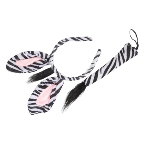 Mikinona Zebra Haarreif Mit Schwanzset 2 Teiliges Tierkostü Zubehör Für Fasching Karneval Und Maskerade Mit Lustigen Zebra Ohren Und Für Tier Cosplay Partys von Mikinona
