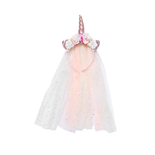 Mikinona Mädchen Einhorn-haarreifen Mit Schleier Süßes Ansprechendes Haarschmuck-accessoire Für Partys Hübsches Design Für Junge Mädchen Rutschfest Und Bequem Für Geburtstagsfeiern von Mikinona