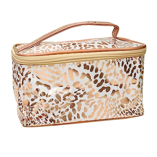 Mikinona Schminkkoffer Für Damen Mit Leopardenmuster Große Reisetasche Mit Reißverschluss Make-up-Aufbewahrungstasche Aus Pu-Leder Für Camping Und Täglichen Gebrauch von Mikinona