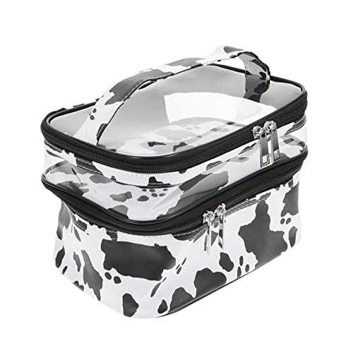 Mikinona Große Reisekosmetiktasche Mit Kuhmuster Kulturtasche Für Damen Zweilagige Aufbewahrungstasche Make-up-etui von Mikinona