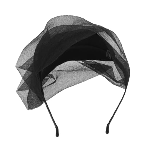 Mikinona Mesh Fascinator Haarreif Damen Beret Stil Atmungsaktives Haarnetz gegen Graue Haare Modernes Stirnband für Hochzeit Tea Party und Anlässe Passend für Haarlängen Schwarz von Mikinona