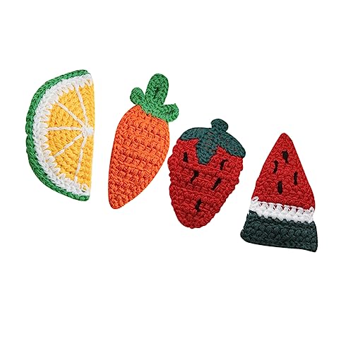 Mikinona 4stücke Haarnadeln Mit Fruchtdesign Aus Wolle Stilvolle Haarspangen Bobby Pins Haarstyling-zubehör Erdbeere Karotte Zitrone Wassermelone von Mikinona