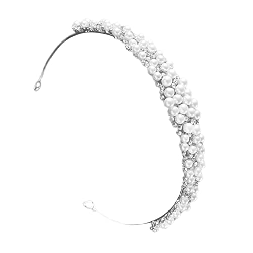 Mikinona Perlen Haarreif Damen Silberfarbener Braut Haarschmuck mit Funkelnden Strasssteinen Stirnband für Hochzeit Party und Festliche Anlässe Langlebig und Modisch von Mikinona