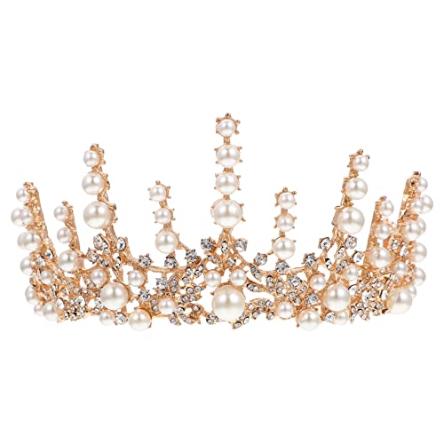 Mikinona Perlenkrone Hochzeitskrone Kronenkopfschmuck Brautkrone Haarschmuck Kostümaccessoire Kunstvoll Für Frauen Mädchen Bräute Brautjungfern Mit Perlenverzierung von Mikinona