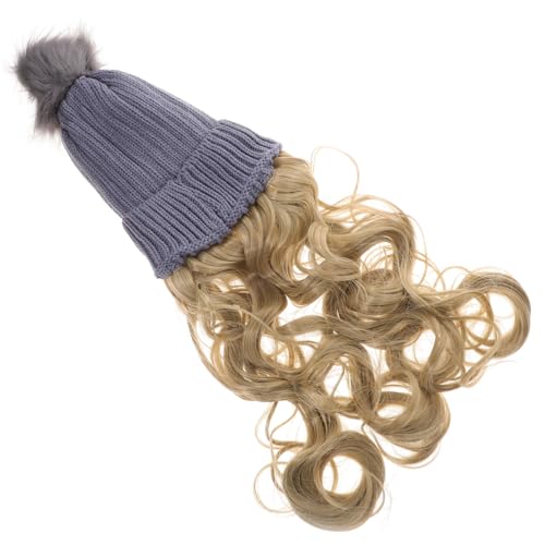 Mikinona Damen Beanie Mit Perücke Haarverlängerung Wintermütze Mit Lockigem Haar Bequeme Und Atmungsaktive Kopfbedeckung Für von Mikinona