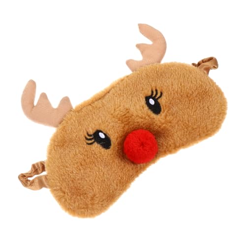 Mikinona Plüsch Schlafmaske Weihnachten Elchform Lichtundurchlässig Hautfreundlich Elastisches Band Süße Schlafmaske für Frauen und Mädchen Bequem und Kuschelig für Erholsamen Schlaf von Mikinona