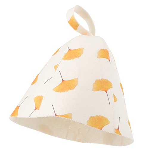 Mikinona Saunahut Filz Atmungsaktiver Dicker Filz Saunahut mit Modischem Ginkgoblatt Muster Isolierend und Absorbierend Komfortable Saunakappe für Damen und Herren für Sauna und Dampfbad von Mikinona