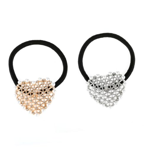 Mikinona 2stücke Herz-haarband Modisches Haargummi Mit Perlen Und Strass Stilvolle Haaraccessoires Für Damen Für von Mikinona