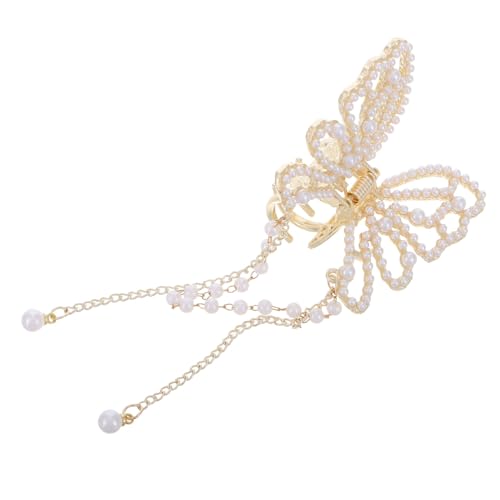 Mikinona Schmetterling Haarklammer mit Perlen und Modischem Tassel Kleine Haarspange für Damen und Mädchen Einzigartiges Design für Besondere Anlässe und Täglichen Stilvollen Haarschmuck von Mikinona