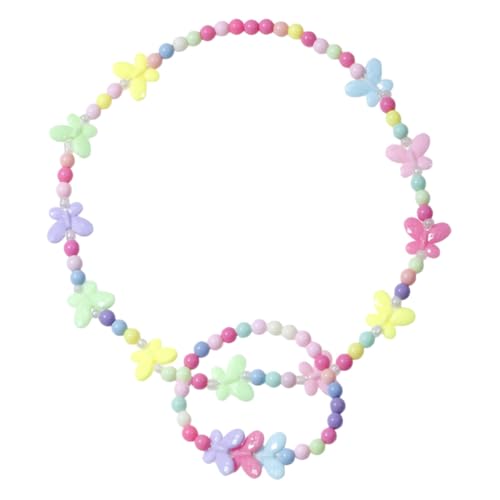 Mikinona Schmuck Bunte Acryl Schmetterling Armband Halskette für Mädchen Jahre Modisch Robust Spiel Schmuck für Kleinkinder Geschenk von Mikinona