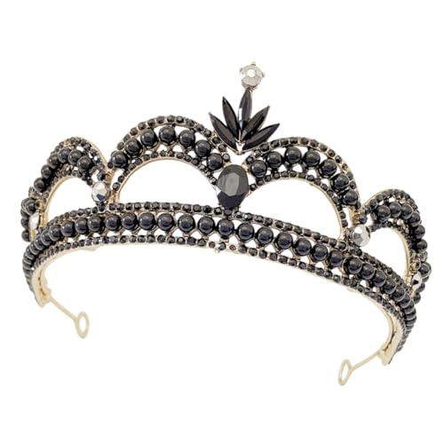 Mikinona Schwarze Brautkrone mit Funkelnden Strasssteinen Leichtes Tiara Haaraccessoire für Hochzeit Geburtstag und Festliche Anlässe Langlebiges Hautfreundliches Material für Damen und von Mikinona