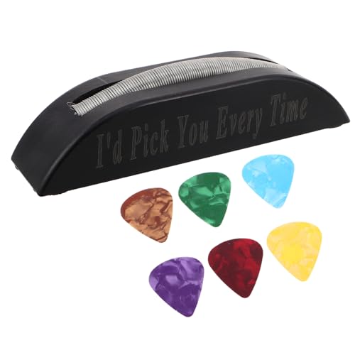 Mikinona Schwarzer Plektrumhalter für Gitarre mit Japanischem Minimalismus Vielseitig Kompatibel für Akustik- Bassgitarren Praktischer Pick-Organizer im Vintage Vinyl-Design von Mikinona