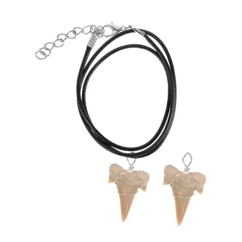 Mikinona Shark Tooth Anhänger Teilig mit Lederband Dekorativ und Modisch Haifischzahn Schmuck für Herren Einzigartiges Design für Männer von Mikinona