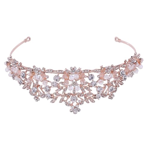 Mikinona Strassbesetzte Brautkrone Roségold Haarschmuck Stirnband für Hochzeit Glamouröses Tiara Accessoire für Damen Edles Design für Prinzessinnen und Brautauftritte von Mikinona