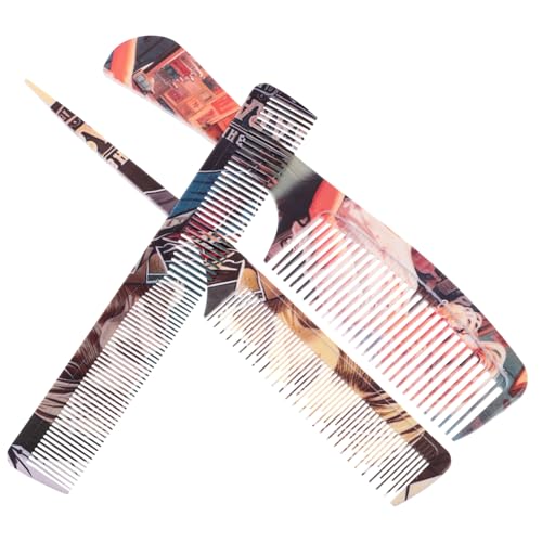 Mikinona 3stücke Kämme Für Männerstyling Stielkämme Für Haare Haarschneidekämme Für Herren Kamm Zum Haareschneiden Graffiti-haarkamm Für Männer Rattenschwanzkamm Für Styling von Mikinona