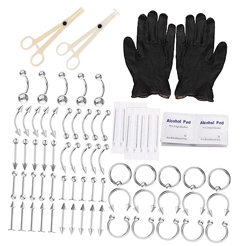 Mikinona Teiliges Piercing Schmuck aus Vielseitiges Body Piercing Kit für Ohr Nase Augenbraue und Bauchnabel Hypoallergen Körperschmuck Auswahl für Frauen und Männer von Mikinona
