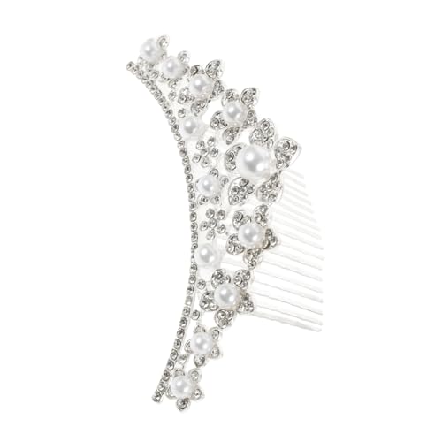 Mikinona Perlen-tiara-krone Für Damen Hochzeitsfestzug Tiara Kronenhaarkamm Haarkrone Braut-haar-accessoires Leichtgewichtig Und Tragbar Einheitsgröße Für Teenager Und Damen von Mikinona