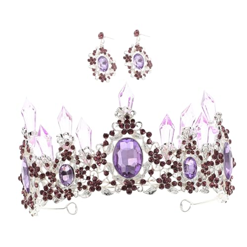 Mikinona Tiara Ohrstecker Set für Braut Hochzeit Haarschmuck Elegant Strass Ohrhänger Brautschmuck Schmuckset für Damen Brautjungfern Fest von Mikinona