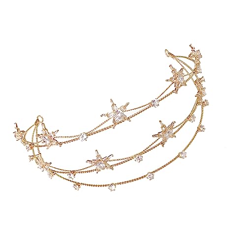 Mikinona Tiara Strass Haarschmuck Braut Damen Strass Stirnband Königliche Hochzeit Strass Haarband Gast Braut Kopfschmuck Braut Haarschmuck Für Frauen Haarspitzen Golden von Mikinona