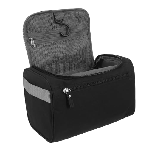 Mikinona Reise Kulturtasche Für Damen Und Herren Tragbare Kosmetiktasche Zum Aufhängen Mit Mehreren Fächern Für Toilettenartikel Und Make-up Stylischer Organizer Aus Oxford Schwarz von Mikinona