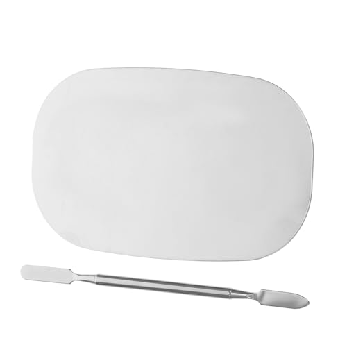 Mikinona Tragbare Maniküre-make-up-platte Aus Edelstahl Kosmetikplatte Zum Mischen Mit Spatel Geeignet Für Foundation Lidschatten Und Nagellack Leicht Und Langlebig von Mikinona