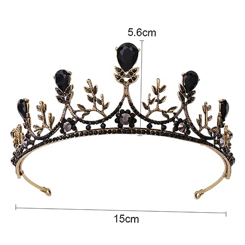 Mikinona Vintage Brautkrone Barock Haarschmuck Hochzeit Tiara mit Funkelnden Strasssteinen Edle Damen Kopfbedeckung für Festliche Anlässe und Geburtstagsgeschenk in Gold Schwarz von Mikinona