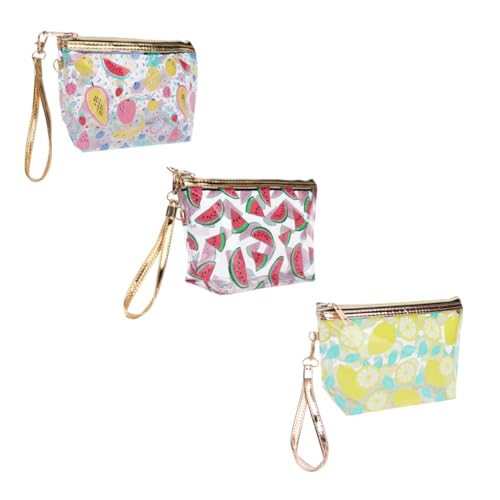 Mikinona Wunderschönes PVC-taschenset – 3-teiliges Kosmetik-aufbewahrungstäschchen Kulturbeutel Für Damen Mit Zufälliger Rand- Und Kordelfarbe von Mikinona