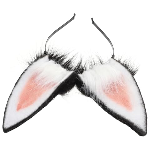 Mikinona Hasenohren Stirnband Mit Pelzigem Tierohr Kopfstück Für Frauen Cosplay Party Dekoratives Süßes Stirnband von Mikinona