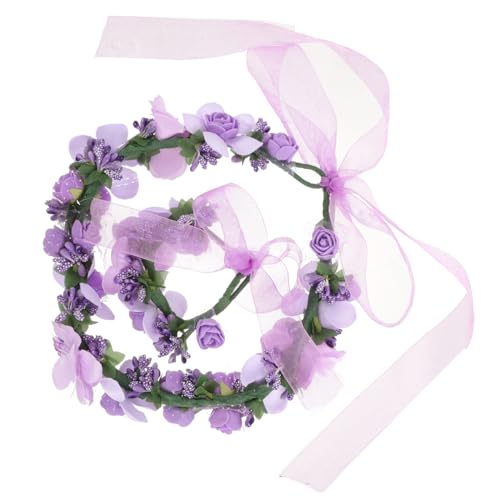 Mikinona uhrenarmbänder Blumengirlande Brautblumen-Haarband Hochzeit Stirnband Hochzeitshaarkranz Braut- Tiara Stirnband Kranz Haarband Böhmen Armband Rosen Kopfbedeckung Violett von Mikinona